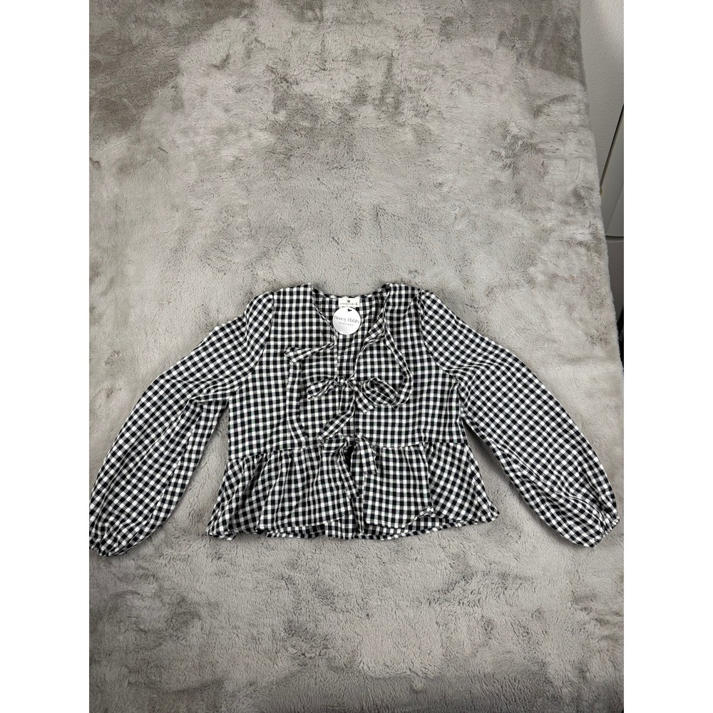 Black and White Checkered Women's Blouse